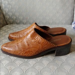 Genuine Leather Markon Western Look Mules Clogs 9M